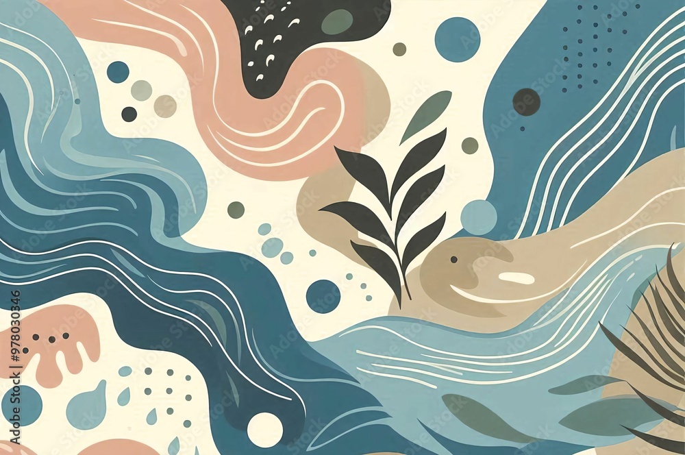 Minimal abstract shapes in earthy tones with flowing lines Minimal abstract shapes in earthy tones with flowing lines