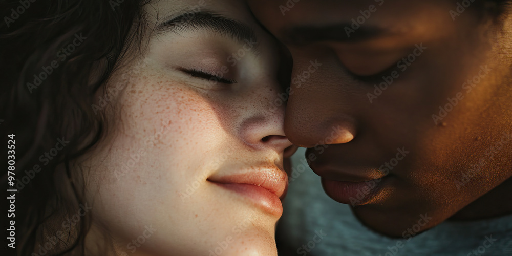 Smitten Glances and Hidden Smiles: A young couple sharing a private moment, their faces obscured by a romantic haze.