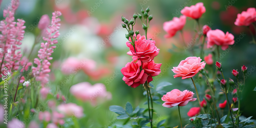 Secret Garden of Hearts: A lush, green garden filled with pink and red flowers, symbolizing love in every bloom. Secret Garden of Hearts: A lush, green garden filled with pink and red flowers, symbolizing love in every bloom.