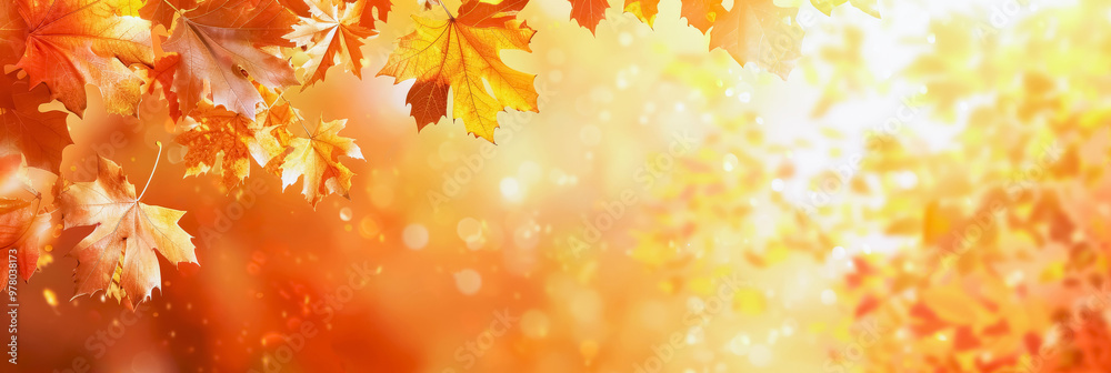 Autumn Foliage, Vibrant Yellow Leaves Against a Blurred Background in Warm Sunlight Autumn Foliage, Vibrant Yellow Leaves Against a Blurred Background in Warm Sunlight