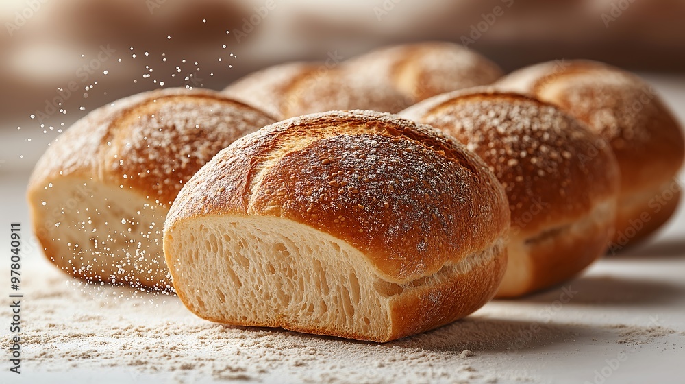 Bread floating in the air on white background Bread floating in the air on white background
