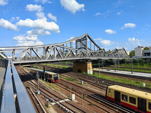 Photography S-Bahn Berlin while crossing each other under Swinemünder Brücke near Gesundbrunnen