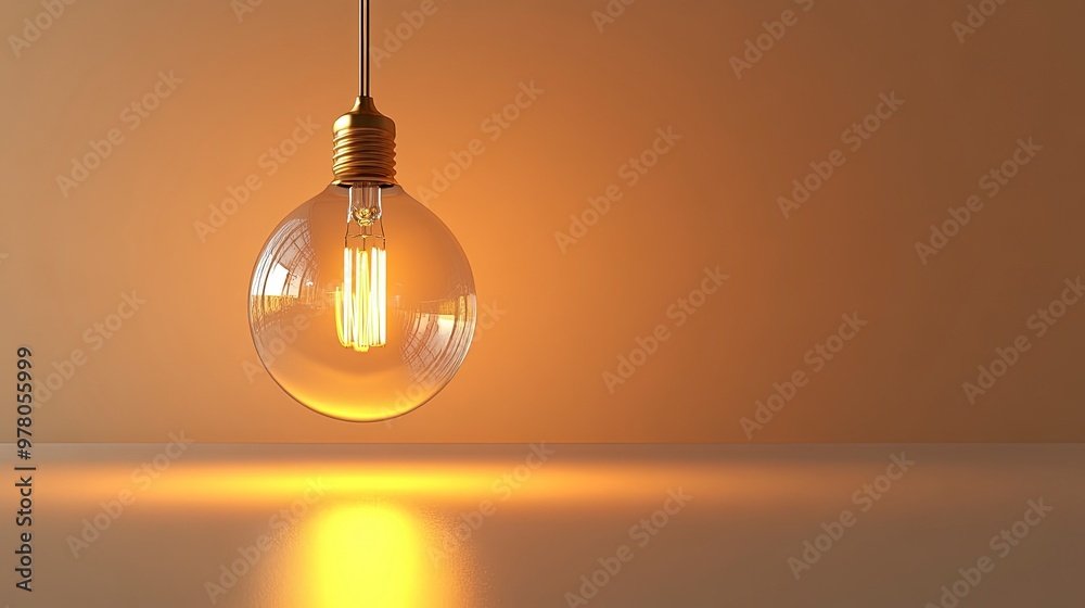 Decorative bulb with gold filament, clear glass, in a decorative chandelier, warm vintage lighting Decorative bulb with gold filament, clear glass, in a decorative chandelier, warm vintage lighting