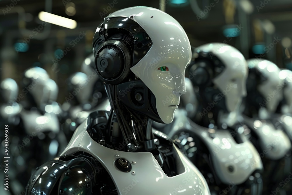 Fototapeta premium Dangerous robots against humans