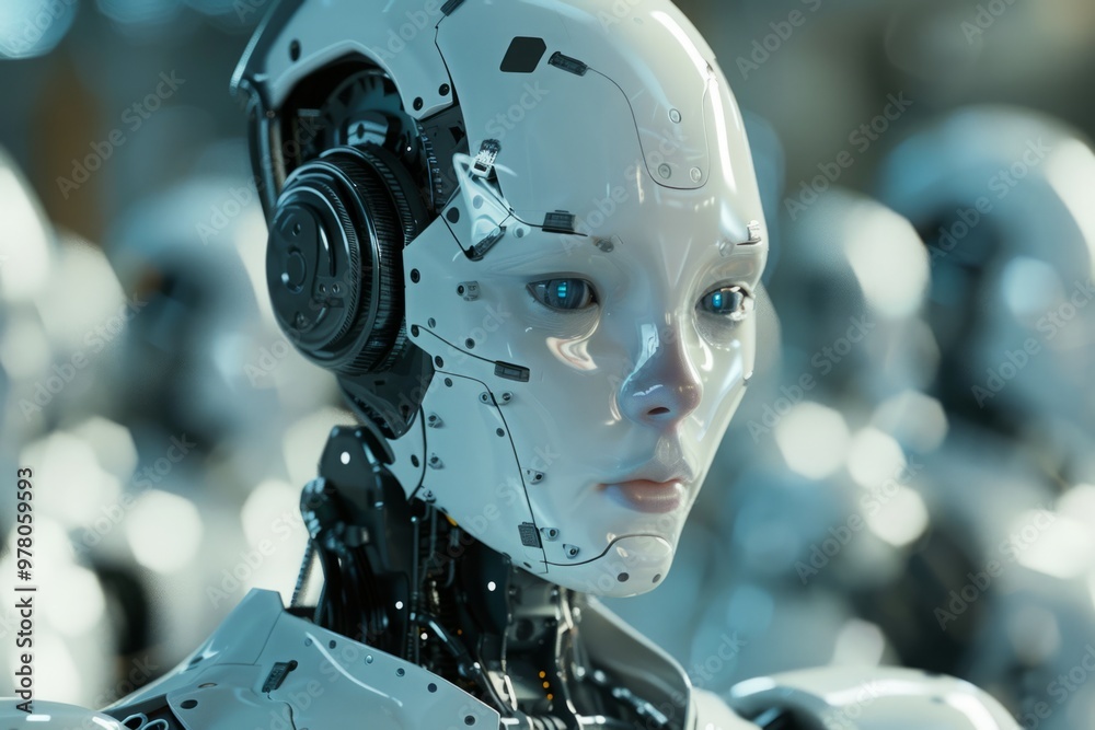 Fototapeta premium A robot with a white face