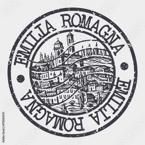 Emilia-Romagna, Stamp Postal. Silhouette Seal. Passport Round Design. Vector Icon. Design Retro Travel. National Symbol.	