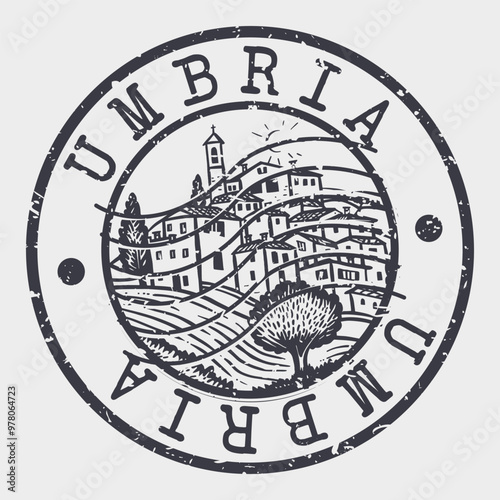 Umbria Stamp Postal. Silhouette Seal. Passport Round Design. Vector Icon. Design Retro Travel. National Symbol.	