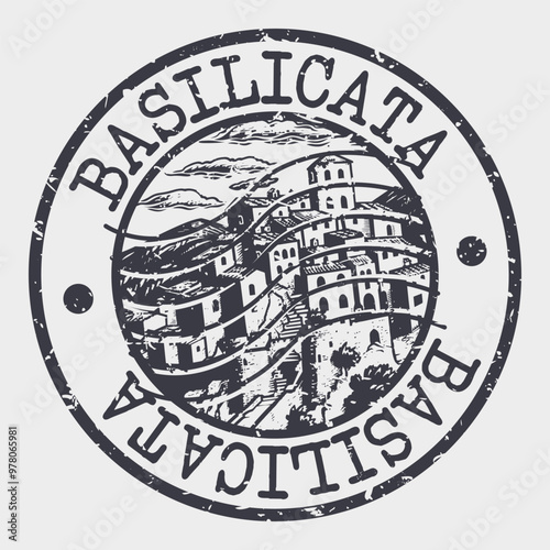 Basilicata Stamp Postal. Silhouette Seal. Passport Round Design. Vector Icon. Design Retro Travel. National Symbol.	