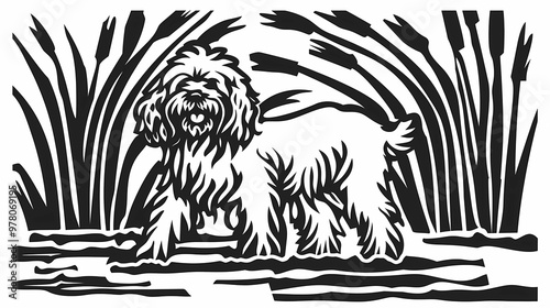 Cute coloring page featuring a playful dog for kids creativity. photo