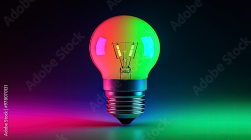 Smart bulb with a voice control feature, glowing green, connected to a smart home system, soft room lighting