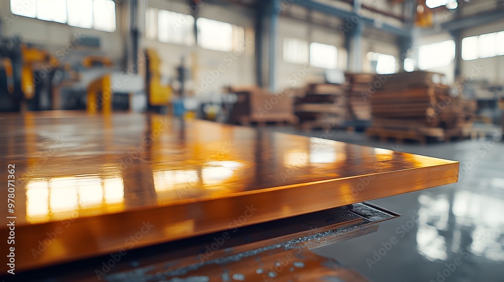 High-tech manufacturing floor showcasing the contrast between a standard copper board and a beryllium copper board, focus on texture and finish High-tech manufacturing floor showcasing the contrast between a standard copper board and a beryllium copper board, focus on texture and finish