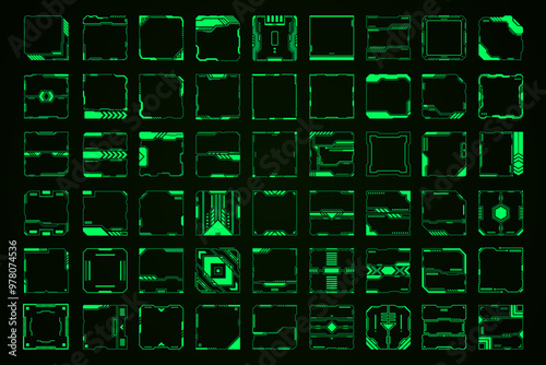 36 square frame hud future modern vector design for sci-fi game design user interface.