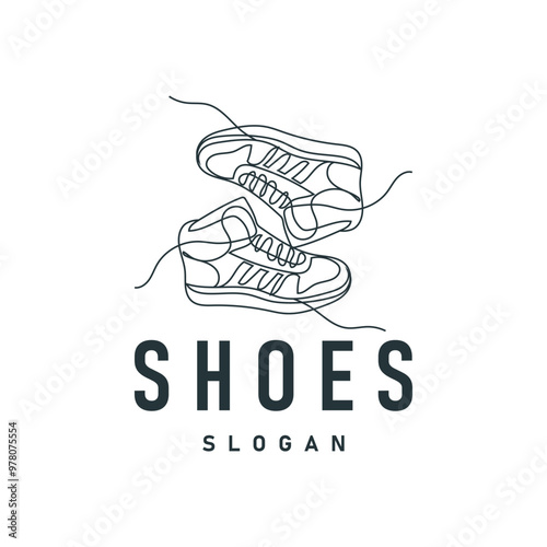 Shoe Logo, Minimalist Line Style Sneaker Shoe Design Simple Fashion Product Brand