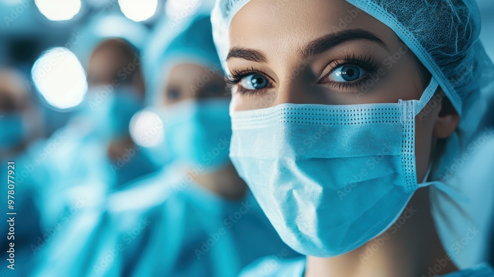 Surgeons and nurses during an intense operation Surgeons and nurses during an intense operation