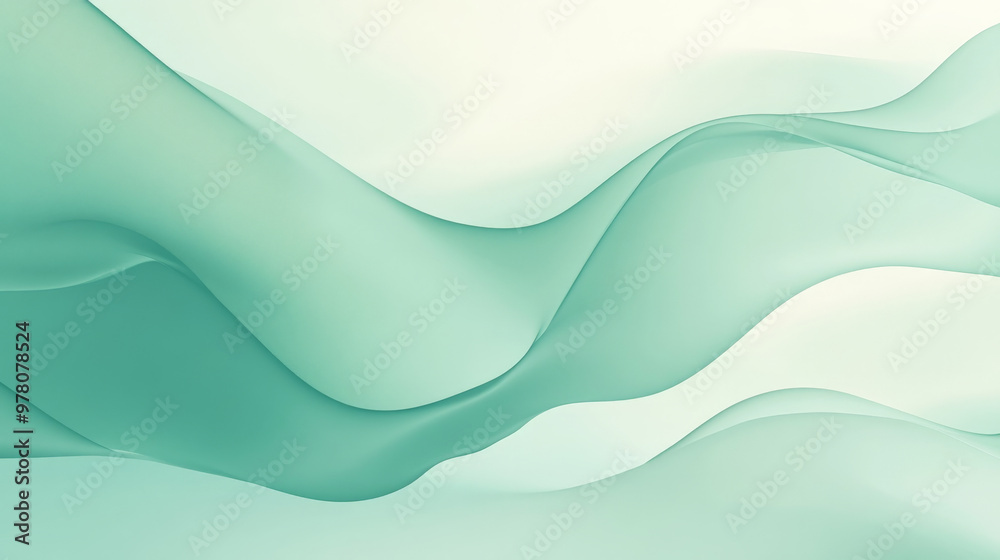 A calming background featuring flowing wavy shapes in a gradient from soft mint green to gentle aqua, offering a serene and refreshing visual effect.