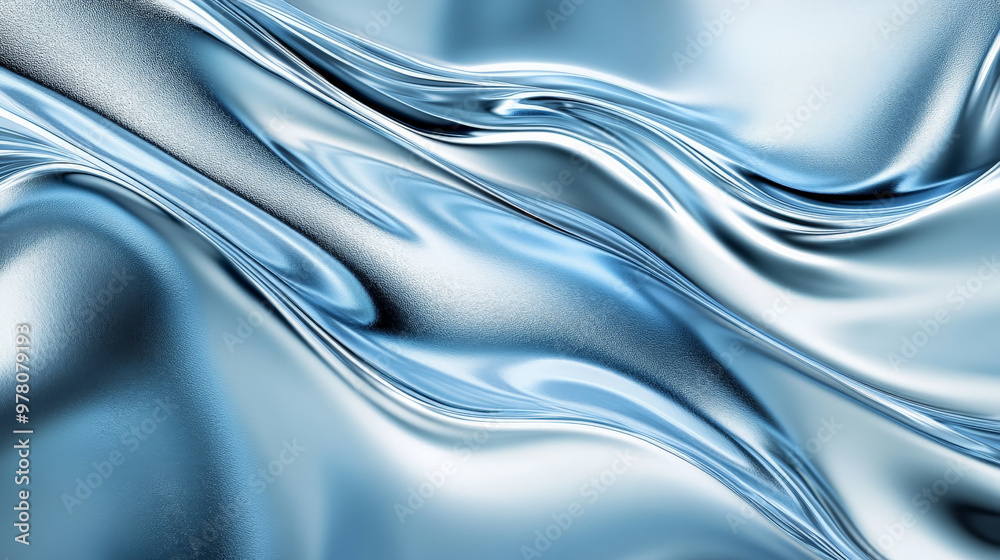 A cool gradient of icy blue and silver, with liquid waves smoothly flowing for a sleek, futuristic design.