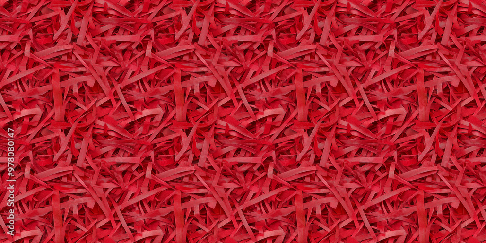 Fototapeta premium shredded paper filler in crimson color with thin, delicate strips, shredded paper filler texture background