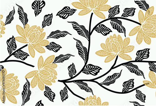 Indonesian batik motifs with very distinctive, exclusive plant patterns. vector EPS 10