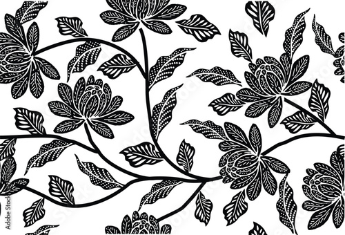 Indonesian batik motifs with very distinctive, exclusive plant patterns. vector EPS 10