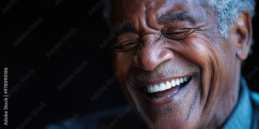Carefree Laugh: A man laughing heartily, showing his teeth and wrinkles. Carefree Laugh: A man laughing heartily, showing his teeth and wrinkles.