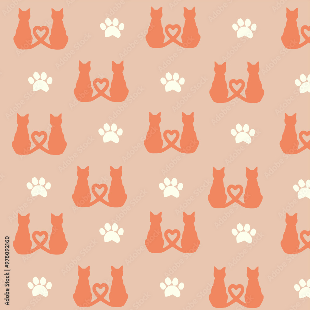 Seamless pattern with cute colorful Cats. Funny pet charactes Hand drawn vector illustration. Good for fabric, textile Seamless pattern with cute colorful Cats. Funny pet charactes Hand drawn vector illustration. Good for fabric, textile
