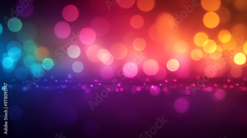 Abstract Background with Colorful Bokeh Lights and Glitter