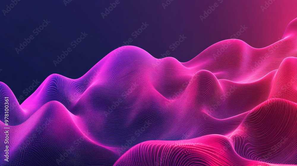 Fototapeta premium A striking background featuring fluid wavy shapes with a gradient from neon pink to electric purple, offering a high-energy and bold visual effect.