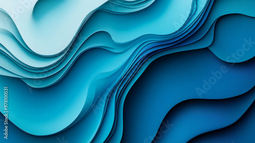 A striking background with flowing wavy shapes in a gradient from electric blue to vibrant teal, forming a modern and energetic design. photo