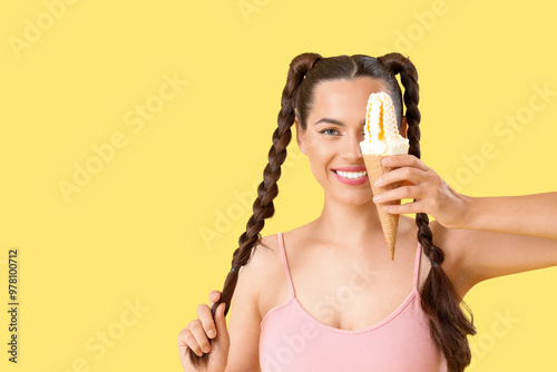 Smiling young woman with br...