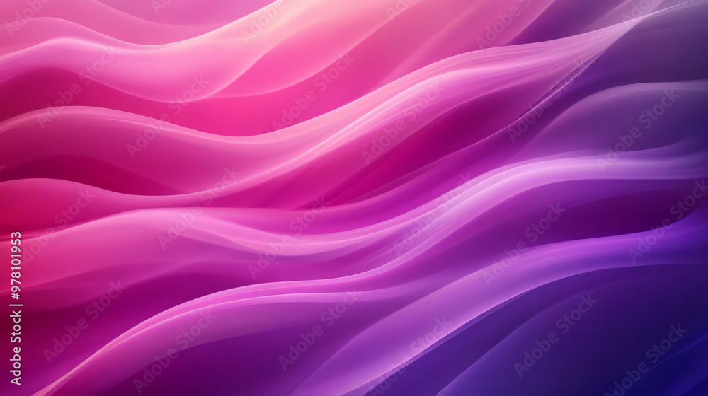 Obraz premium A vibrant background featuring fluid gradient wavy shapes transitioning from deep purple to soft pink, creating a smooth, dynamic flow with a modern, artistic feel.