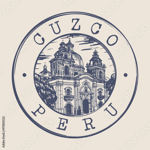 Cuzco, Peru Stamp City Postmark. Silhouette Postal Passport. Round Vector Icon. Vintage Postage Design.