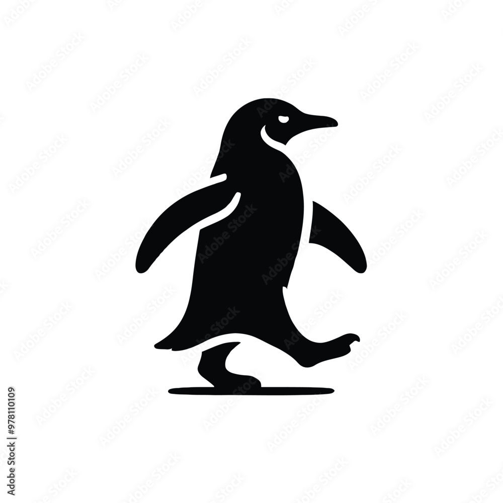 Naklejka premium Penguin Waddling Silhouette