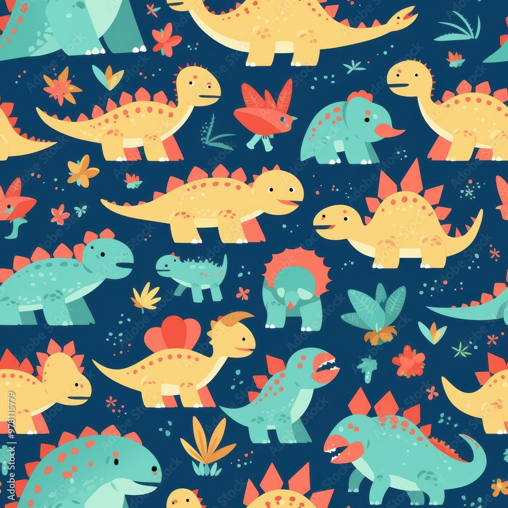Endearing dinosaur-themed print for a playful prehistoric vibe Endearing dinosaur-themed print for a playful prehistoric vibe