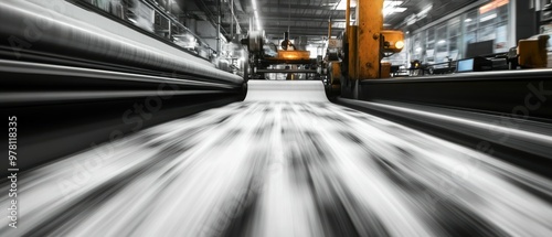 Busy printing press churning out newspapers photo