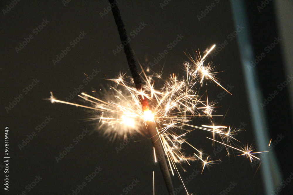 Obraz premium Spectacular firework sparking against a dark sky during a festive celebration in the evening hours