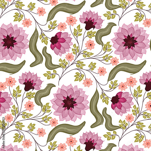 Beautiful traditional purple n green floral pattern