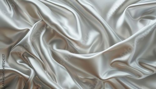 Smooth silver satin fabric close-up