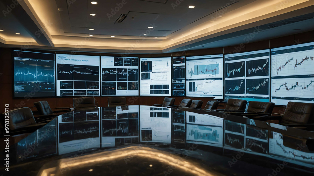 Obraz premium Business strategy charts spread across a large conference table