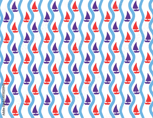 vector illustration of Abstract sailboat pattern. 