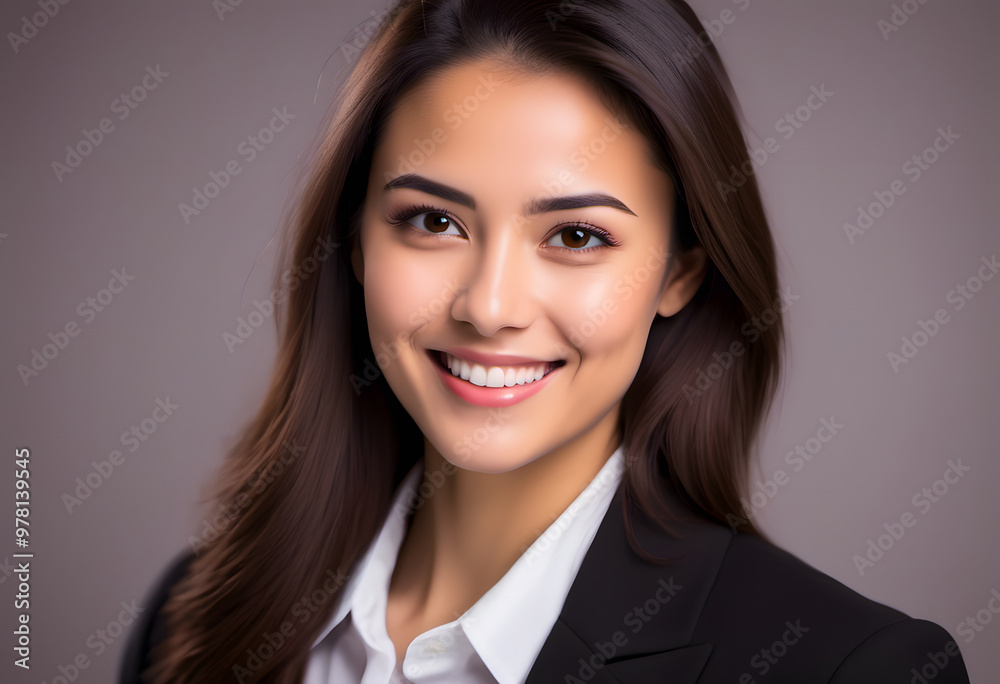 A professional young business woman portrait. A young woman with a warm smile. She has long hair. Her expression is friendly and approachable, showcasing her clear skin and bright eyes. A professional young business woman portrait. A young woman with a warm smile. She has long hair. Her expression is friendly and approachable, showcasing her clear skin and bright eyes.