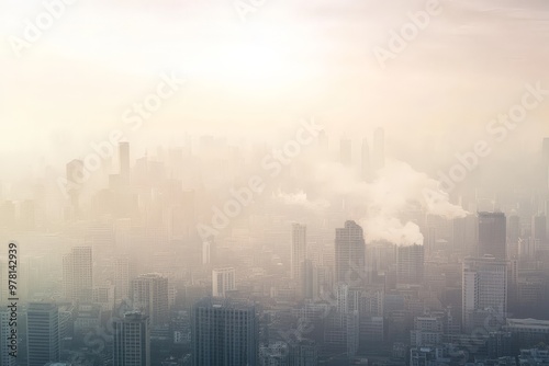 city skyline with thick smog