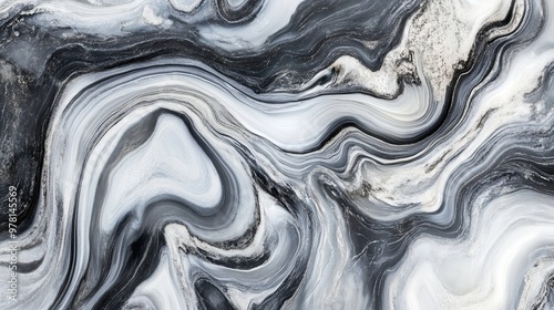 Elegant Abstract Marble Texture Featuring Swirling Patterns of Gray and White, Mimicking the Sophisticated Beauty of Natural Stone. Ideal for Backgrounds and Design Elements.