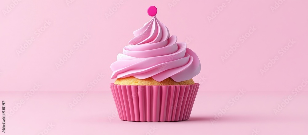 Cute cartoon cupcake with a rising sign graphic in a modern flat 3D design Cute cartoon cupcake with a rising sign graphic in a modern flat 3D design