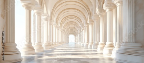 Palladian architecture depicted in a digital art style through 3D illustration photo