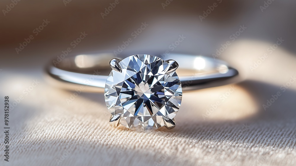 Closeup of a Brilliant Diamond Ring in Natural Light Closeup of a Brilliant Diamond Ring in Natural Light