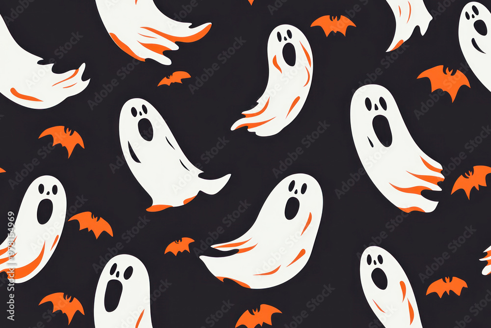 Ghost Seamless Pattern Halloween Ghosts Background Spooky Pattern. Ghost Seamless Pattern Halloween Ghosts Background Spooky Pattern.