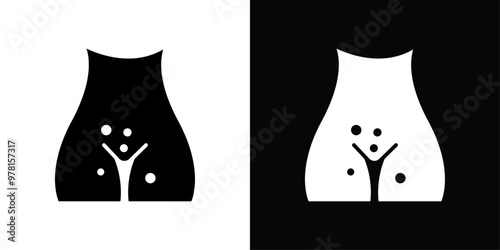 Genital rash icon Vector flat thin line illustration