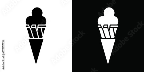 Gelato ice cream icon Vector flat thin line illustration