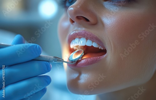 Close-Up of Dental Cleaning Procedure with Patient in Clinic