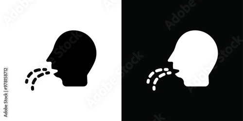 man coughs icon Vector flat thin line illustration